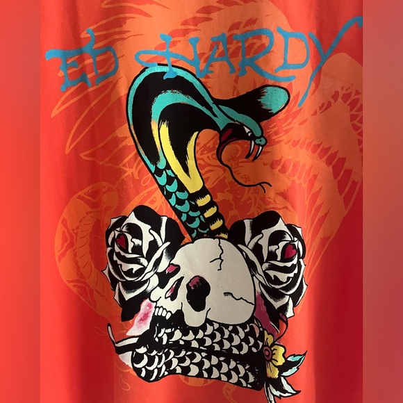 ED HARDY “COBRA” Cotton Blend Crew Neck Short Sleeve Graphic T-shirt - Picture 2 of 8